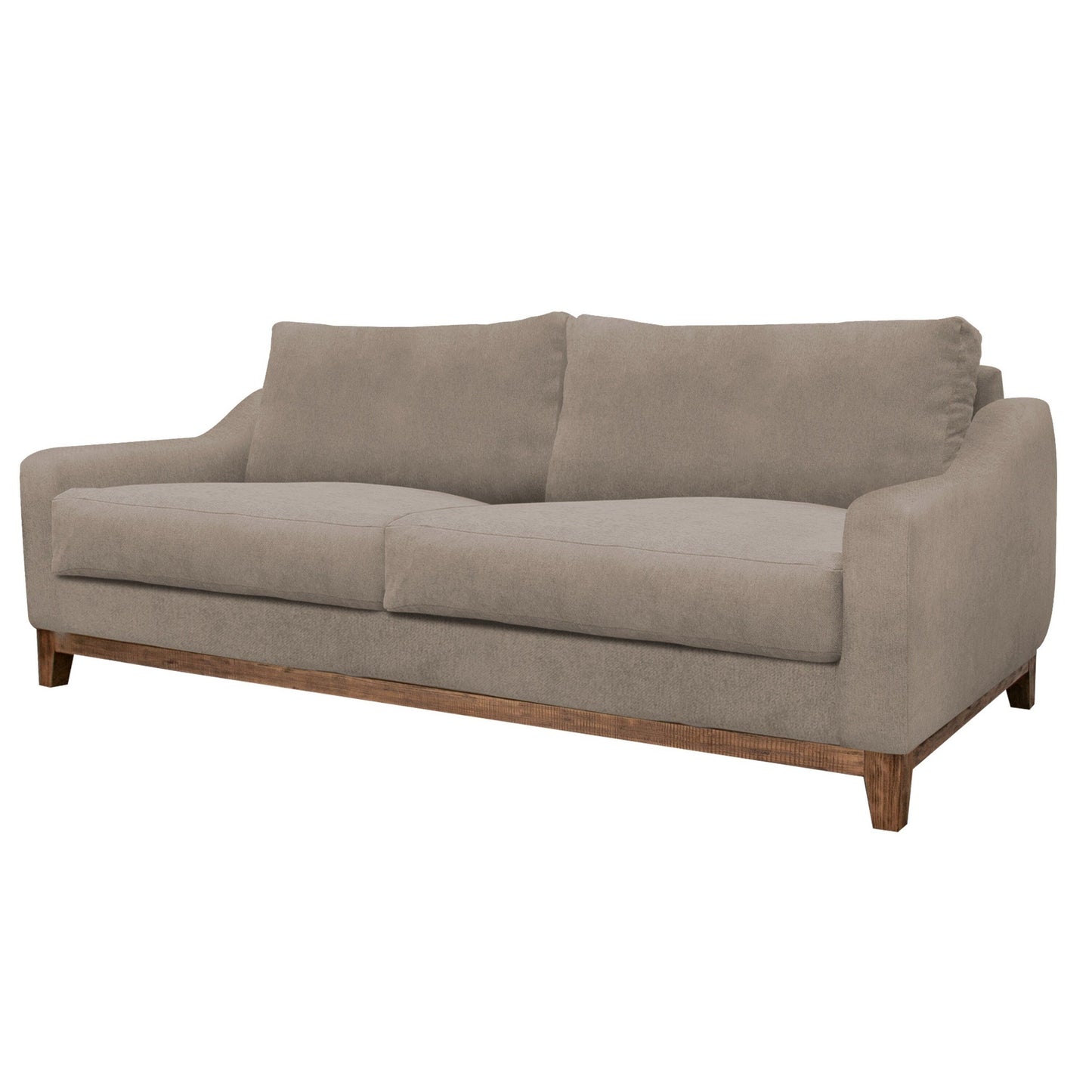 Canapé Tuba, polyester marron clair, coussins en mousse, pin massif, 223 cm