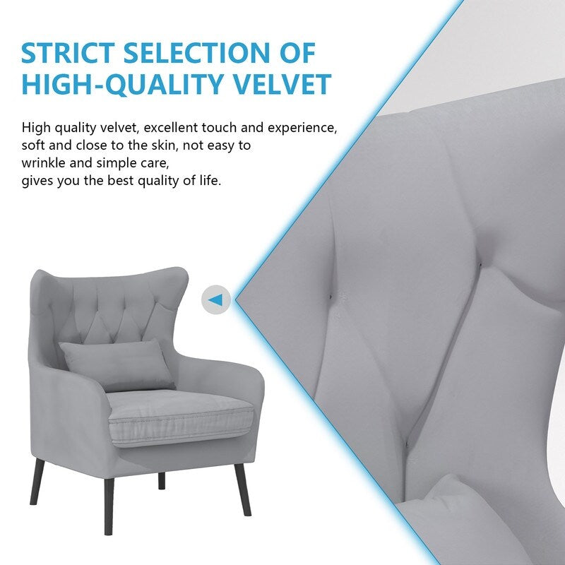 Causeuse en métal avec coussin épais en velours touffeté