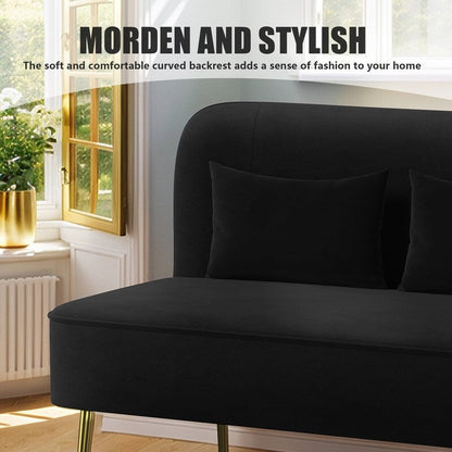 Causeuse en métal avec coussin épais en velours touffeté