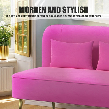 Causeuse en métal avec coussin épais en velours touffeté