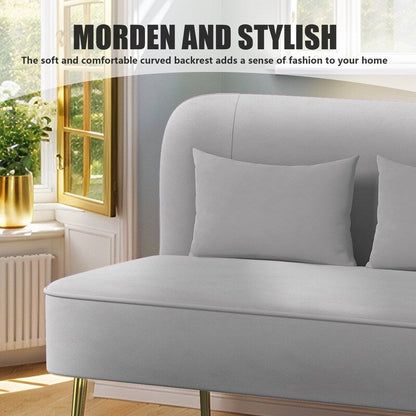 Causeuse en métal avec coussin épais en velours touffeté