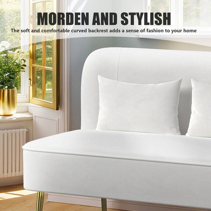 Causeuse en métal avec coussin épais en velours touffeté