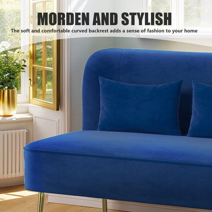 Causeuse en métal avec coussin épais en velours touffeté