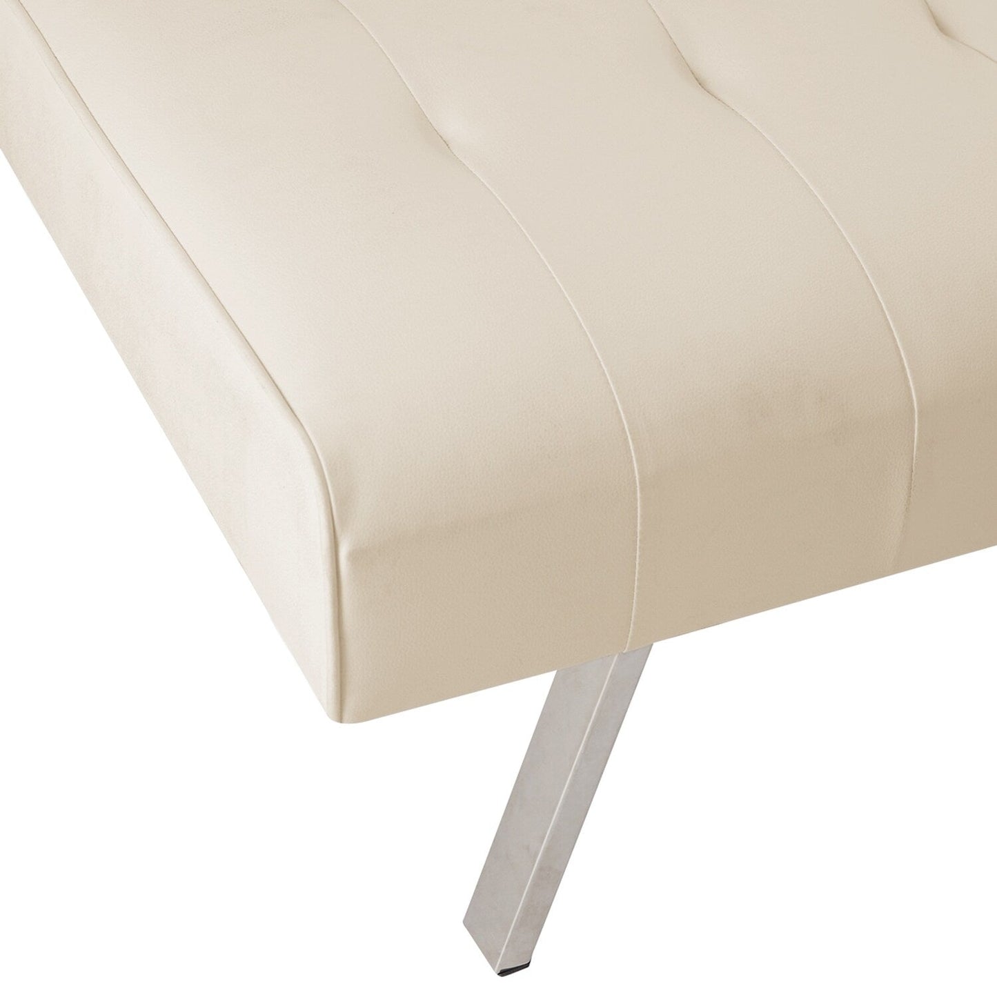 Canapé-lit futon capitonné moderne du milieu du siècle avec dossier divisé et pieds chromés