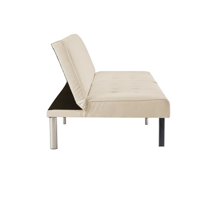 Canapé-lit futon capitonné moderne du milieu du siècle avec dossier divisé et pieds chromés