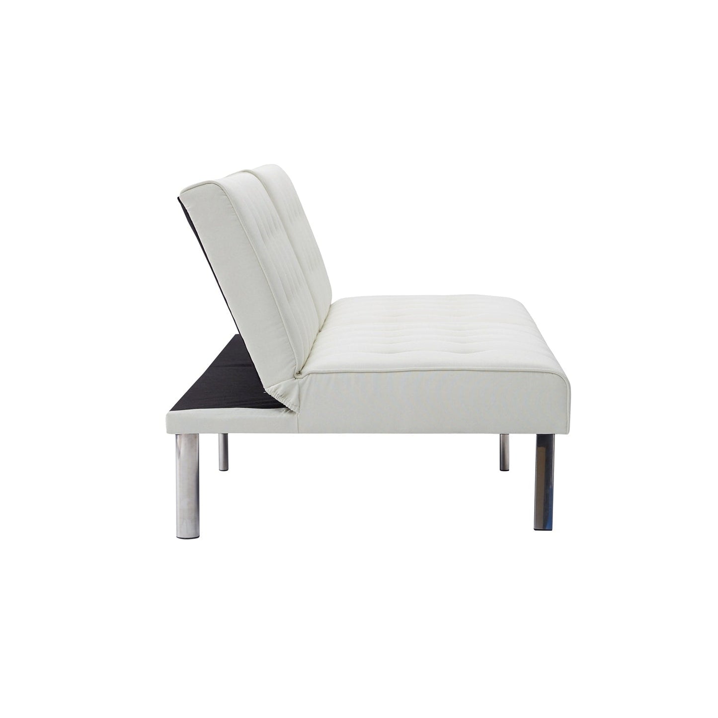 Canapé-lit futon capitonné moderne du milieu du siècle avec dossier divisé et pieds chromés