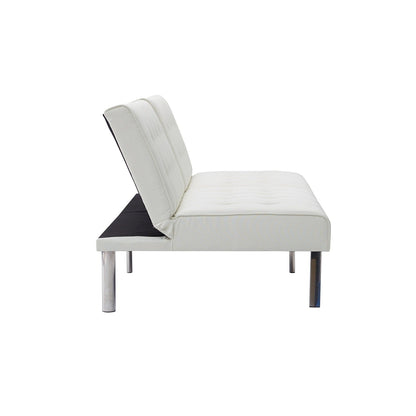 Canapé-lit futon capitonné moderne du milieu du siècle avec dossier divisé et pieds chromés