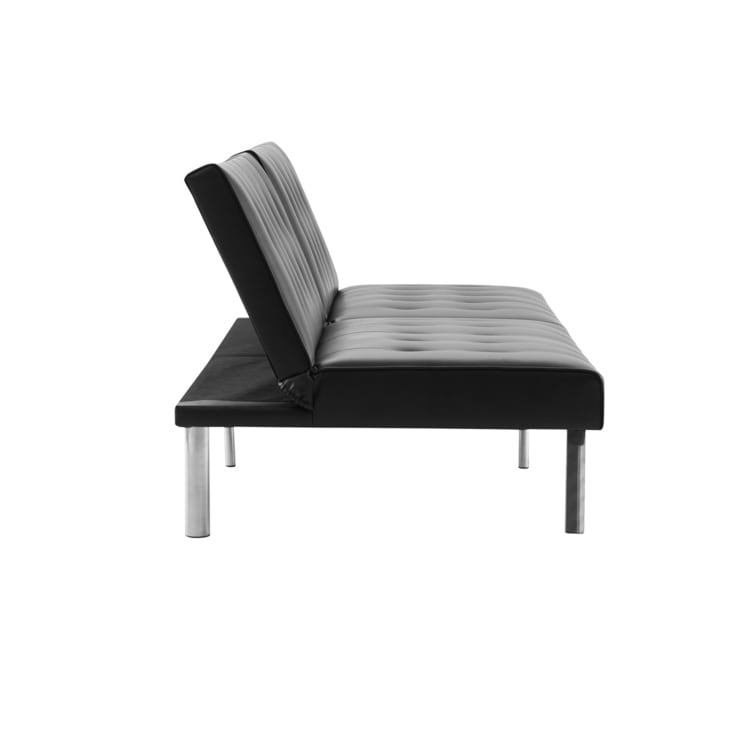 Canapé-lit futon capitonné moderne du milieu du siècle avec dossier divisé et pieds chromés