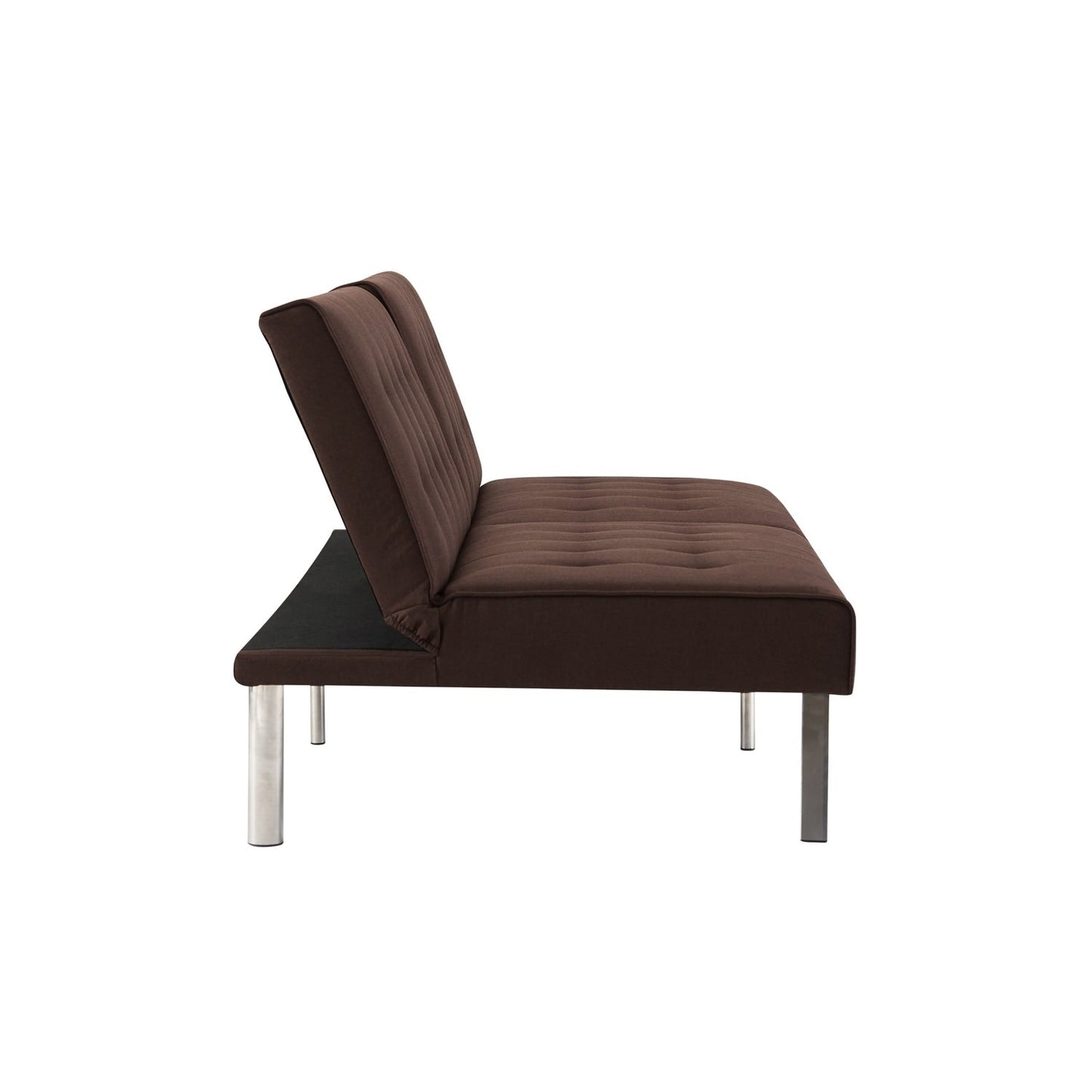 Canapé-lit futon capitonné moderne du milieu du siècle avec dossier divisé et pieds chromés