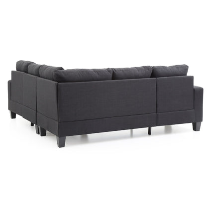 Canapé sectionnel en L en sergé capitonné - 82 - Noir