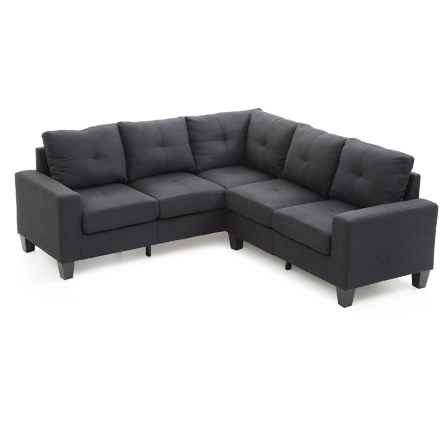 Canapé sectionnel en L en sergé capitonné - 82 - Noir