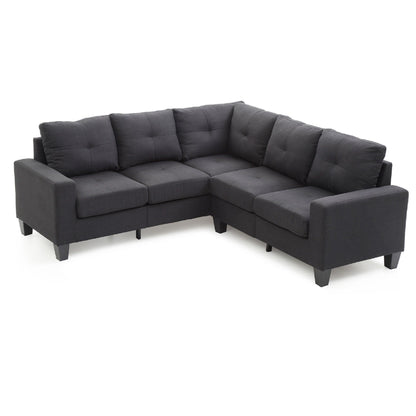 Canapé sectionnel en L en sergé capitonné - 82 - Noir