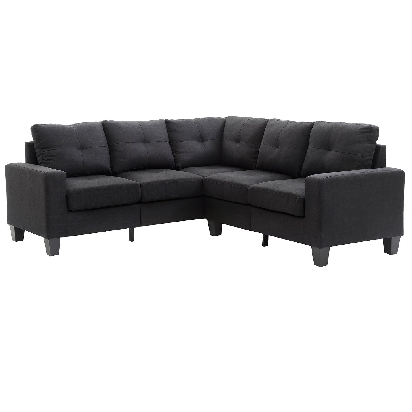 Canapé sectionnel en L en sergé capitonné - 82 - Noir