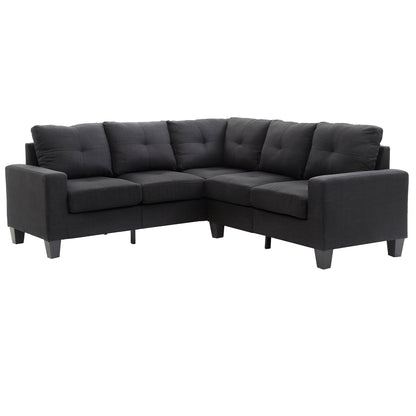 Canapé sectionnel en L en sergé capitonné - 82 - Noir