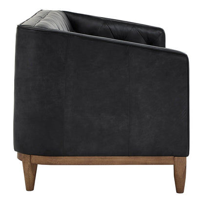 Canapé-causeuse Tullio en cuir noir capitonné par iNSPIRE Q Modern