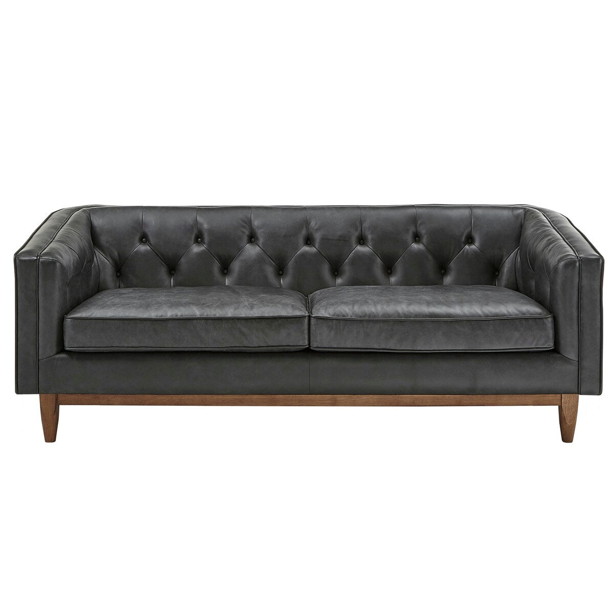 Canapé-causeuse Tullio en cuir noir capitonné par iNSPIRE Q Modern