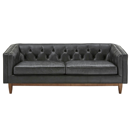 Canapé-causeuse Tullio en cuir noir capitonné par iNSPIRE Q Modern