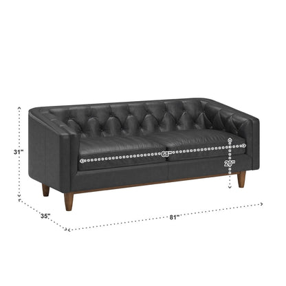 Canapé-causeuse Tullio en cuir noir capitonné par iNSPIRE Q Modern