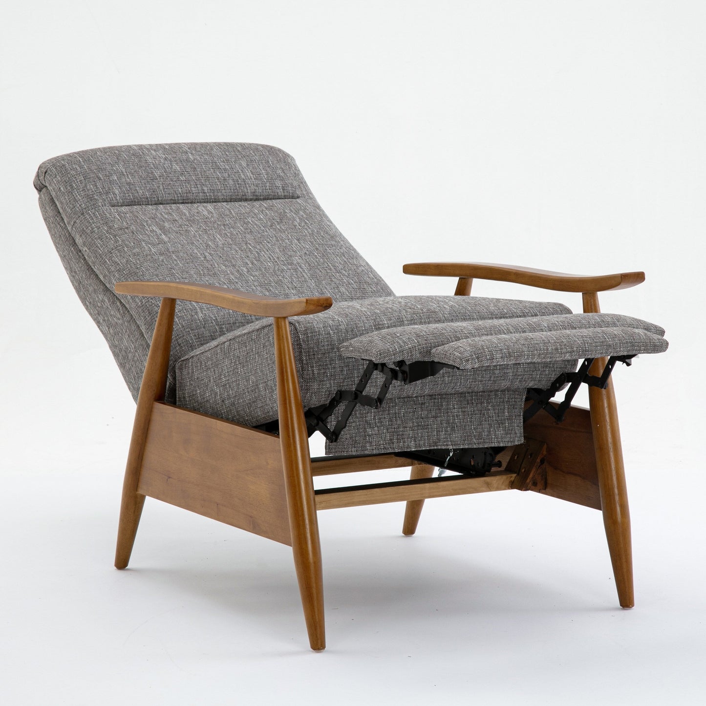 Fauteuil inclinable Tustin Wood Arm Push Back en tissu Performance - Gris cendré