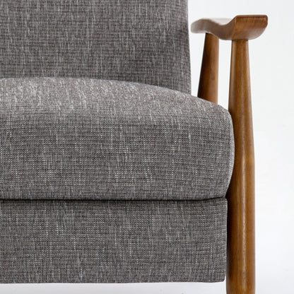 Fauteuil inclinable Tustin Wood Arm Push Back en tissu Performance - Gris cendré