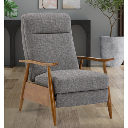 Fauteuil inclinable Tustin Wood Arm Push Back en tissu Performance - Gris cendré