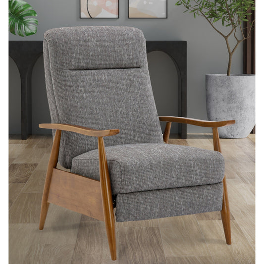 Fauteuil inclinable Tustin Wood Arm Push Back en tissu Performance - Gris cendré