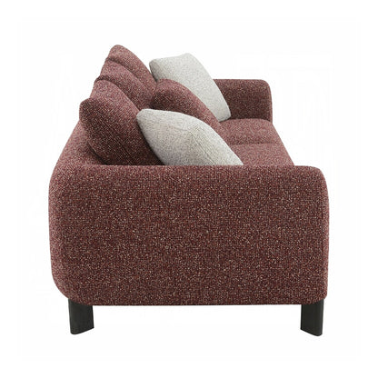 Canapé rembourré en tissu tweed avec 3 coussins marron