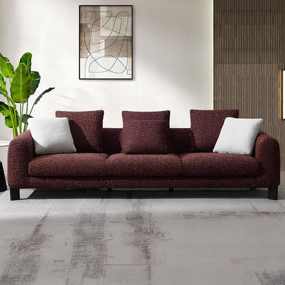 Canapé rembourré en tissu tweed avec 3 coussins marron