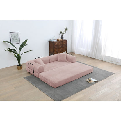 Canapé-lit convertible 2 pièces Twilight, matelas pliant en velours côtelé avec cadre fixe pour un espace de vie confortable.