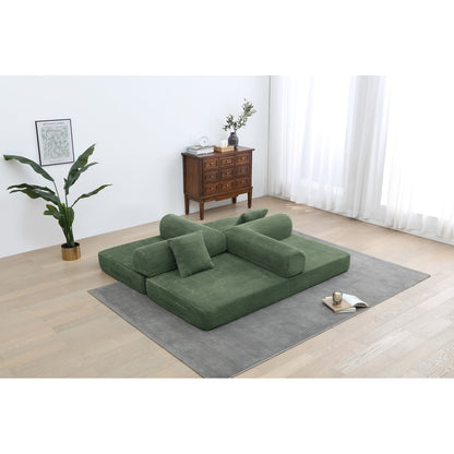 Canapé-lit convertible 2 pièces Twilight, matelas pliant en velours côtelé avec cadre fixe pour un espace de vie confortable.