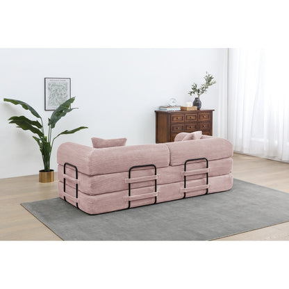 Canapé-lit convertible 2 pièces Twilight, matelas pliant en velours côtelé avec cadre fixe pour un espace de vie confortable.