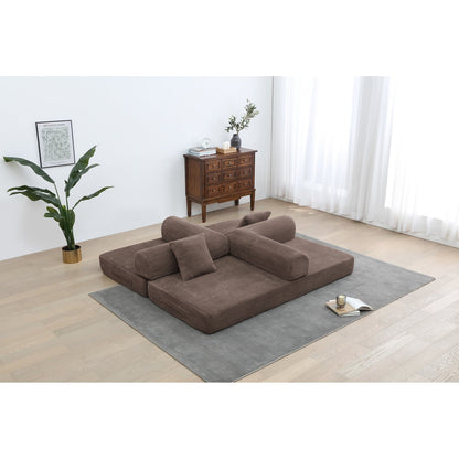 Canapé-lit convertible 2 pièces Twilight, matelas pliant en velours côtelé avec cadre fixe pour un espace de vie confortable.