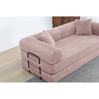 Canapé-lit convertible 2 pièces Twilight, matelas pliant en velours côtelé avec cadre fixe pour un espace de vie confortable.