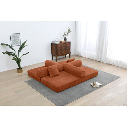 Canapé-lit convertible 2 pièces Twilight, matelas pliant en velours côtelé avec cadre fixe pour un espace de vie confortable.