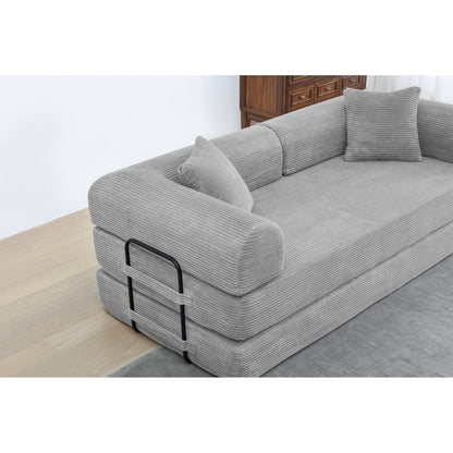 Canapé-lit convertible 2 pièces Twilight, matelas pliant en velours côtelé avec cadre fixe pour un espace de vie confortable.