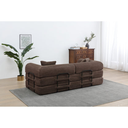 Canapé-lit convertible 2 pièces Twilight, matelas pliant en velours côtelé avec cadre fixe pour un espace de vie confortable.