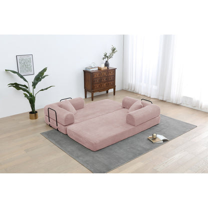 Canapé-lit convertible 2 pièces Twilight, matelas pliant en velours côtelé avec cadre fixe pour un espace de vie confortable.