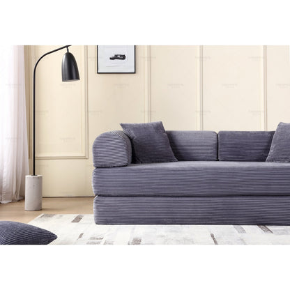 Canapé-lit convertible 2 pièces Twilight, matelas pliant en velours côtelé avec cadre fixe pour un espace de vie confortable.