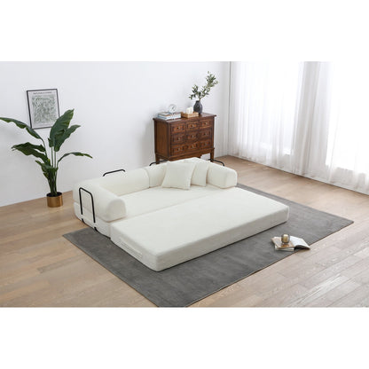 Canapé-lit convertible 2 pièces Twilight, matelas pliant en velours côtelé avec cadre fixe pour un espace de vie confortable.