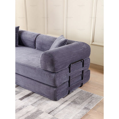 Canapé-lit convertible 2 pièces Twilight, matelas pliant en velours côtelé avec cadre fixe pour un espace de vie confortable.