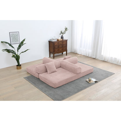 Canapé-lit convertible 2 pièces Twilight, matelas pliant en velours côtelé avec cadre fixe pour un espace de vie confortable.