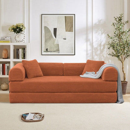 Canapé-lit convertible 2 pièces Twilight, matelas pliant en velours côtelé avec cadre fixe pour un espace de vie confortable.