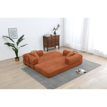 Canapé-lit convertible 2 pièces Twilight, matelas pliant en velours côtelé avec cadre fixe pour un espace de vie confortable.