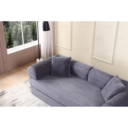 Canapé-lit convertible 2 pièces Twilight, matelas pliant en velours côtelé avec cadre fixe pour un espace de vie confortable.