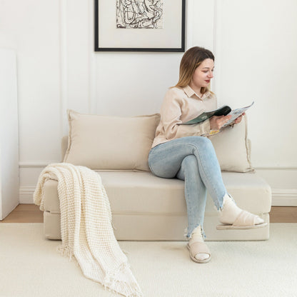 Canapé-lit convertible double - Canapé-lit pliant multifonctionnel avec oreiller et dossier réglable, idéal pour les dortoirs/chambres d'amis