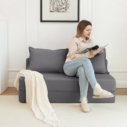 Canapé-lit convertible double - Canapé-lit pliant multifonctionnel avec oreiller et dossier réglable, idéal pour les dortoirs/chambres d'amis