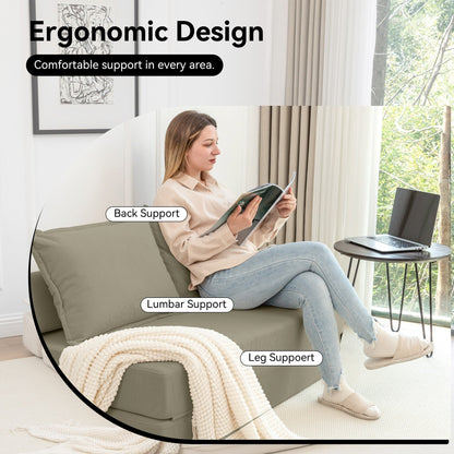 Canapé-lit convertible double - Canapé-lit pliant multifonctionnel avec oreiller et dossier réglable, idéal pour les dortoirs/chambres d'amis