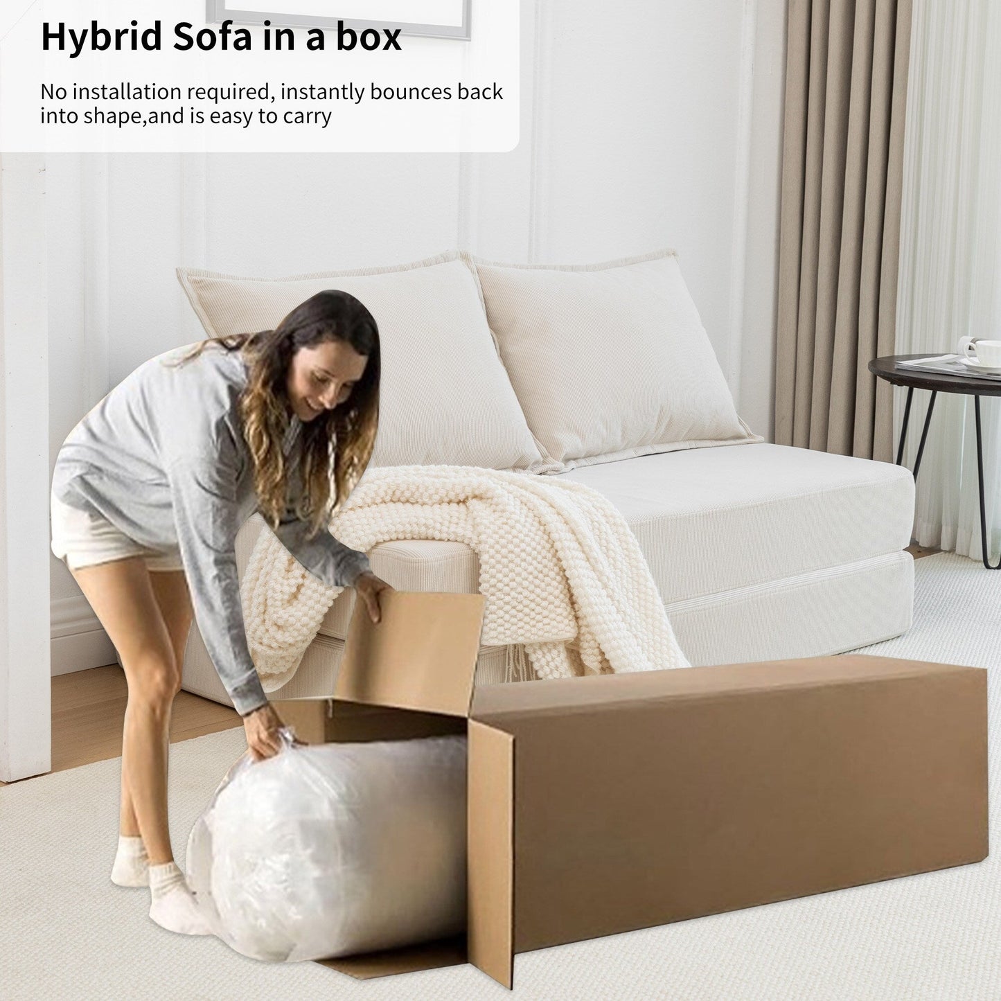 Canapé-lit convertible double - Canapé-lit pliant multifonctionnel avec oreiller et dossier réglable, idéal pour les dortoirs/chambres d'amis