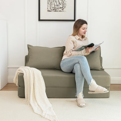 Canapé-lit convertible double - Canapé-lit pliant multifonctionnel avec oreiller et dossier réglable, idéal pour les dortoirs/chambres d'amis