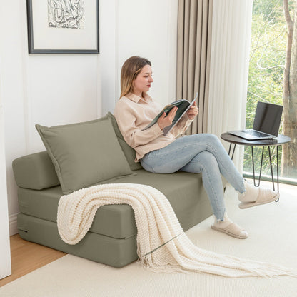 Canapé-lit convertible double - Canapé-lit pliant multifonctionnel avec oreiller et dossier réglable, idéal pour les dortoirs/chambres d'amis